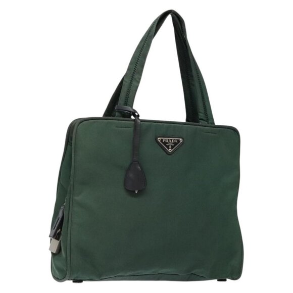 PRADA Hand Bag Nylon Green Gold Auth 133384 - Picture 1 of 16